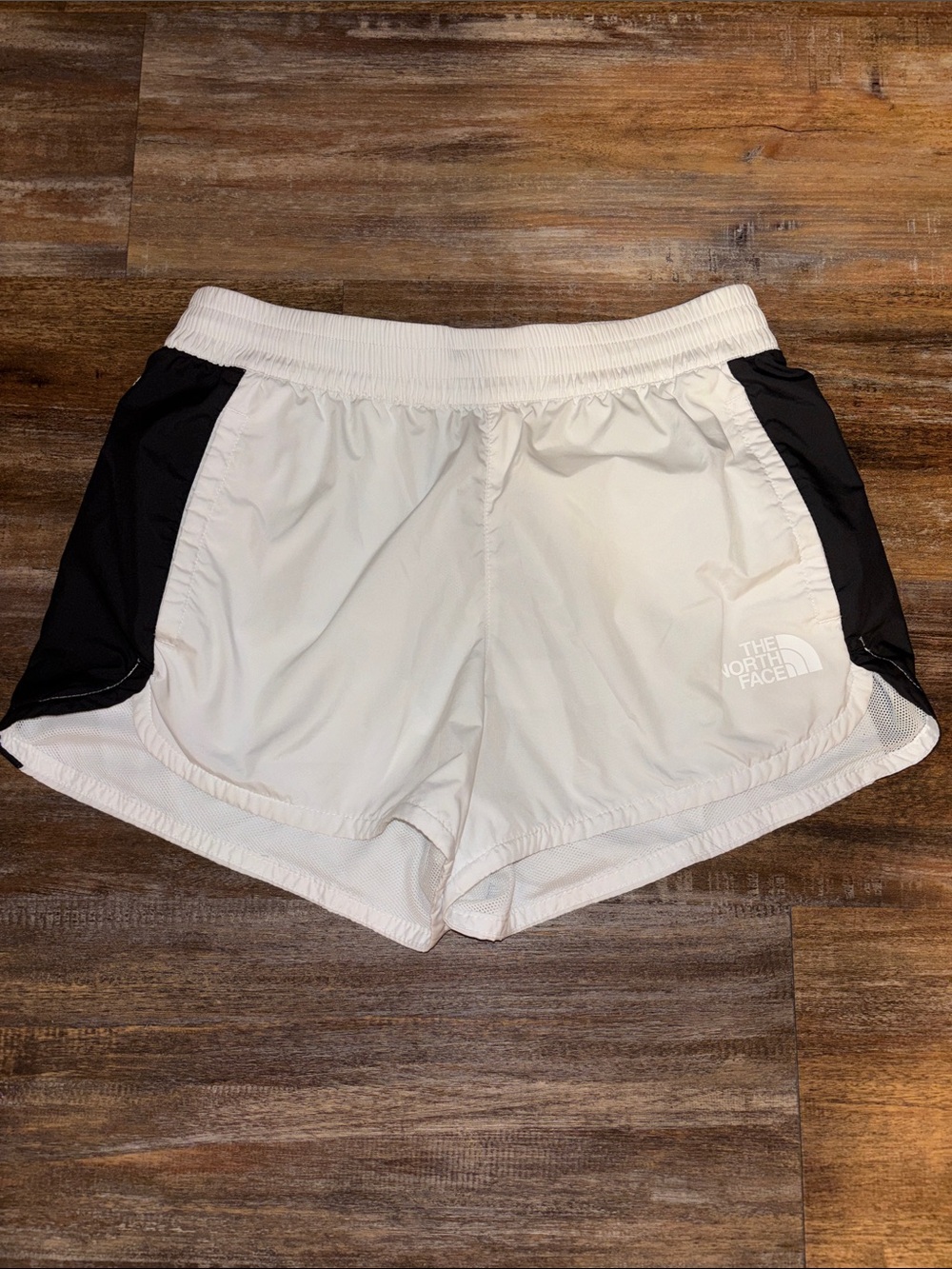 The North Face Women's White Athletic Running Shorts with Black Panels